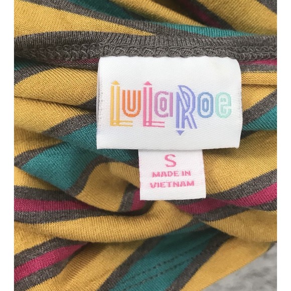 LuLaRoe Irma Small Green Orange Purple Striped - Picture 5 of 9